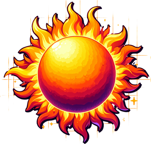Sun.
Single Game Texture.  In-Game asset.  2d.  Blank background.  No shadows