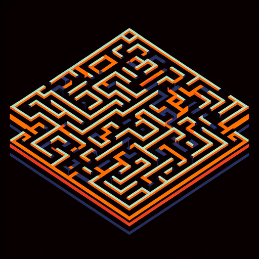 Playable maze with orange lines. at black background..
Single Game Texture. In-Game asset. 2d. Blank background. High contrast. No shadows.