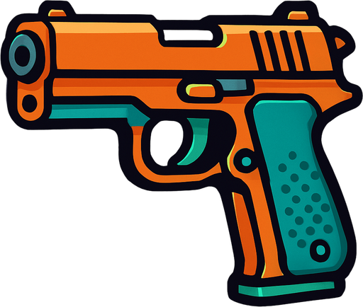 gun.
In-Game asset.  2d.  High contrast.  No shadows