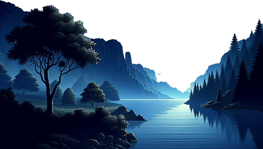 A large calm background drawing for a puzzle game, in dark calm blueish colors and non-confusing content. High definition.
Single Game Texture. In-Game asset. 2d. Blank background. High contrast. No shadows.