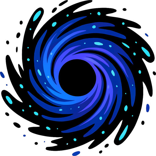 Karadelik vortex parçacık spiral.
In-Game asset.  2d.  High contrast.  No shadows