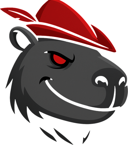 Agregale un sombrero rojo de robinhood, cambia la explesion a sonrisa malvada sin mostrar los dientes. Recuerda usar los rasgos y formas de un capibara.