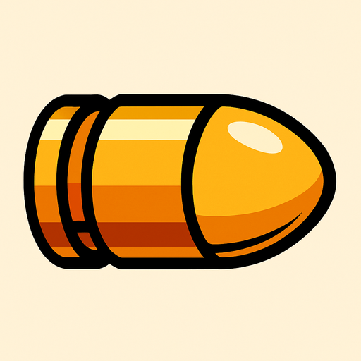 una bala estilo cartoon.
In-Game asset.  2d.  High contrast.  No shadows