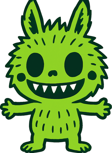 Labubu green.
In-Game asset.  2d.  High contrast.  No shadows