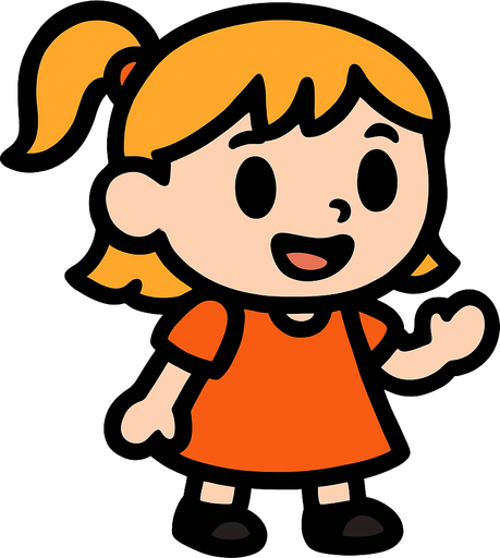 Petite fille.
In-Game asset.  2d.  High contrast.  No shadows