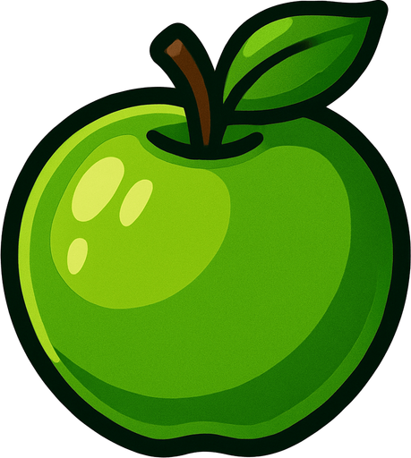 Green apple.
In-Game asset.  2d.  High contrast.  No shadows