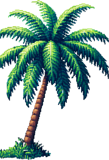 pixelart cartoon beach schene. just the beach and a big palm tree. no background..
Single Game Texture. In-Game asset. 2d. Blank background. High contrast. No shadows.