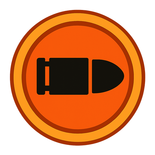 fireButton is round and orange with a bullet pattern..
In-Game asset.  2d.  High contrast.  No shadows