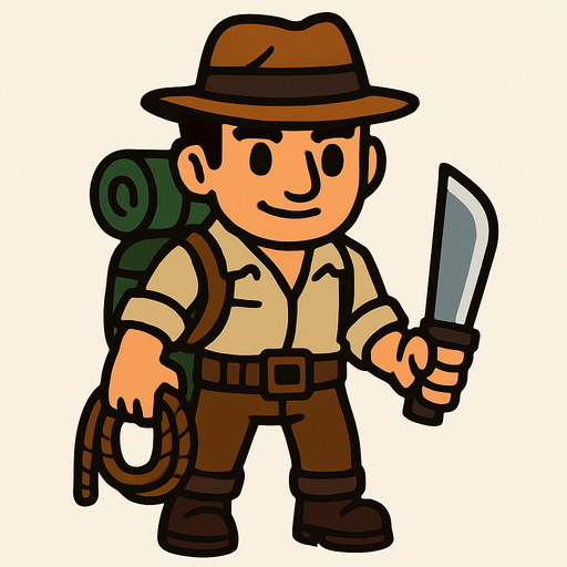 an adventure character.
In-Game asset.  2d.  High contrast.  No shadows