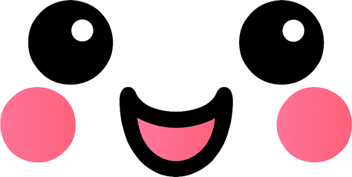 linear features cute face frameless.
In-Game asset.  2d.  High contrast.  No shadows