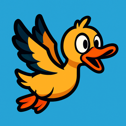 cartoon duck fly style.
In-Game asset.  2d.  High contrast.  No shadows