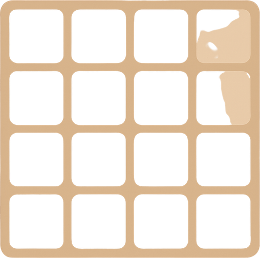 Design a background similar to the original 2048 game.

Use a warm, soft beige or light brown tone as the main background.

Include a grid layout with rounded square slots where tiles appear.

Each slot should have a slightly darker shade than the background to show the empty grid clearly.

Keep the overall design minimal, clean, and visually balanced..
In-Game asset.  2d.  High contrast.  No shadows