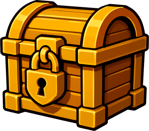 altın sandıgı.
In-Game asset.  2d.  High contrast.  No shadows