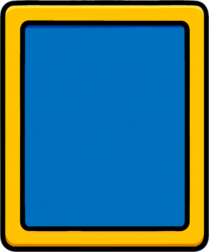 mavi sarı renkte kenarlaı düz dörtken olan bir kart ve ya çercive.
In-Game asset.  2d.  High contrast.  No shadows