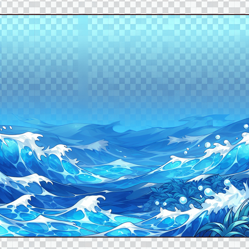 anime style blue water.
Single Game Texture.  In-Game asset.  2d.  Blank background.  High contrast.  No shadows