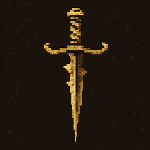Suikastçı bıçağı logosu Dark souls style 2d pixel art.
In-Game asset.  2d.  High contrast.  No shadows