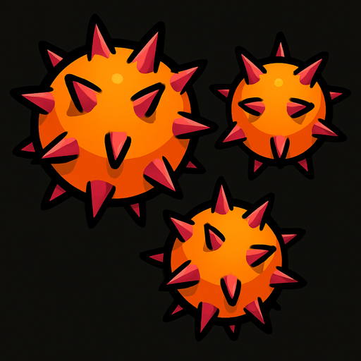 round spiky balls.
In-Game asset.  2d.  High contrast.  No shadows