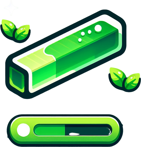 Green water energy bar.
Single Game Texture.  In-Game asset.  2d.  Blank background.  High contrast.  No shadows
