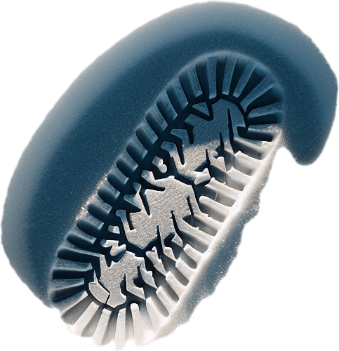 snowy wheel track top view