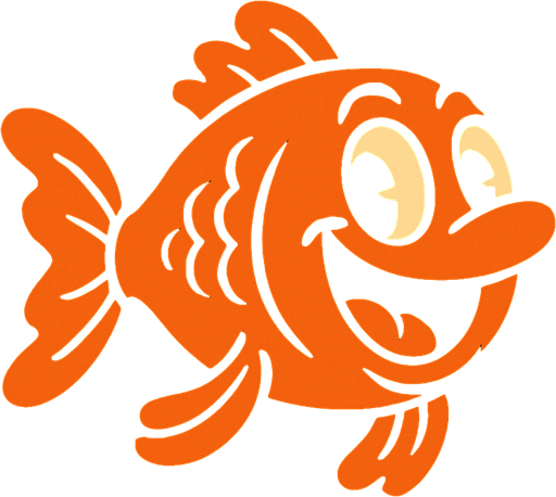 Rubber Hose Style Orange Happy Fish.
In-Game asset.  2d.  High contrast.  No shadows
