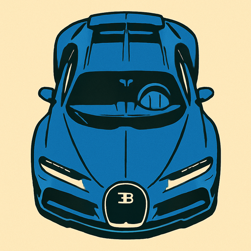 Bugatti kuş bakışı.
In-Game asset.  2d.  High contrast.  No shadows