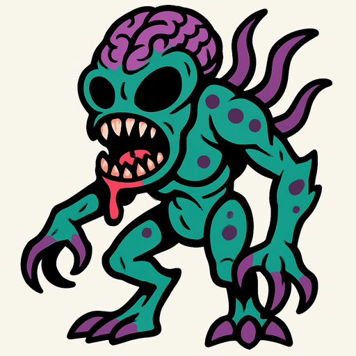 Alien monster.
In-Game asset.  2d.  High contrast.  No shadows
