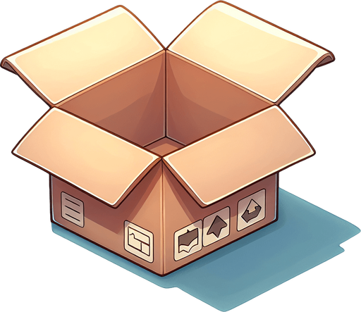 Paper box open, side view, cartoon art, No UI elements in the picture like popups, close buttons etc..
Single Game Texture. In-Game asset. 2d. Blank background. High contrast. No shadows.