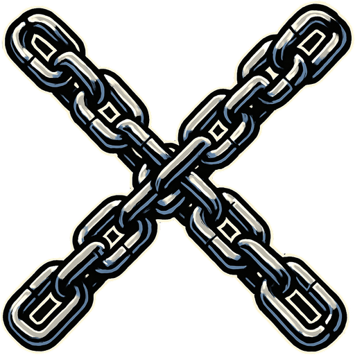 Metal chains in x shape.
In-Game asset.  High contrast.  No shadows