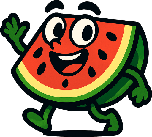 melon animado.
In-Game asset.  2d.  High contrast.  No shadows