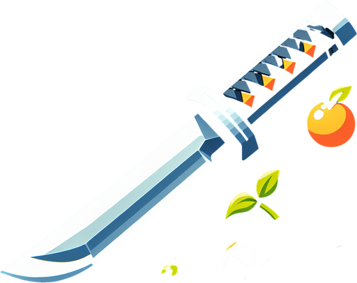 2д лезвие Катаны для игры похожий на фрукт ниндзя.
Single Game Texture. In-Game asset. 2d. Blank background. High contrast. No shadows.