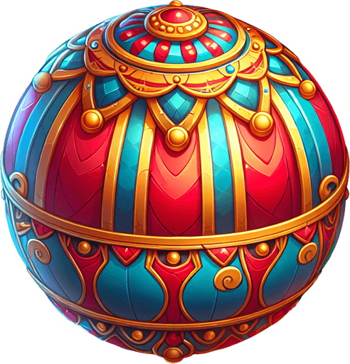 circus ball.
Single Game Texture.  In-Game asset.  2d.  Blank background.  High contrast.  No shadows