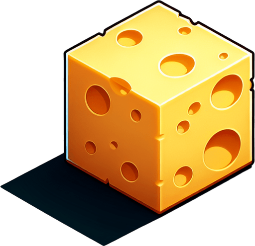 cheese, cartoon Single Game Texture. In-Game asset. 2d. Blank background. High contrast. No shadows.