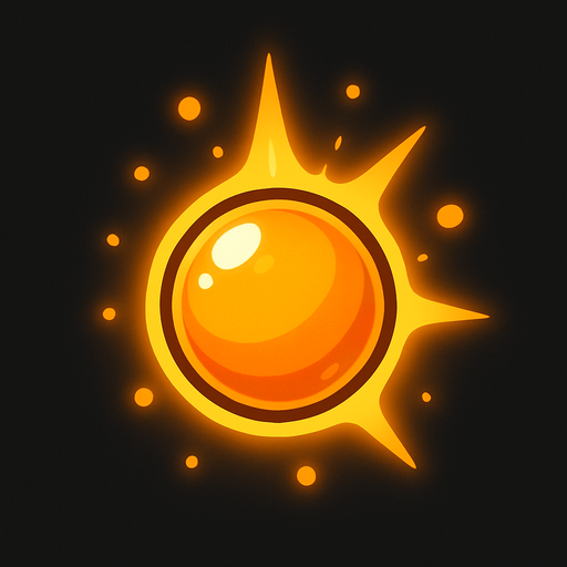 "Küçük boyutlu, parlak turuncu renkte, yuvarlak bir 'Orb' (enerji küresi) asseti oluştur. Bu orb, oyuncu tarafından toplandığında skor artışına neden olmalı ve hafif bir toplama efekti (parlama, yok olma animasyonu) göstermeli..
In-Game asset.  2d.  High contrast.  No shadows