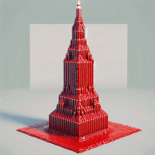 a tower made out of ketchup.
Single Game Texture. In-Game asset. 2d. Blank background. High contrast. No shadows.