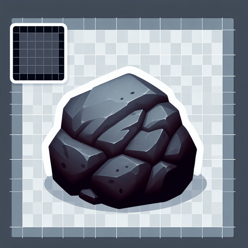 rock.
Single Game Texture. In-Game asset. 2d. Blank background. High contrast. No shadows. 100 by 100 sieze