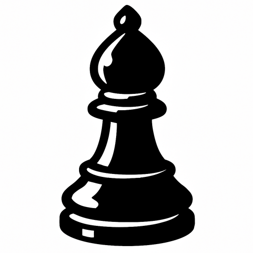 Chess black bishop.
In-Game asset.  2d.  High contrast.  No shadows