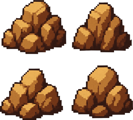 Generame rocas pixelar.
In-Game asset.  2d.  High contrast.  No shadows