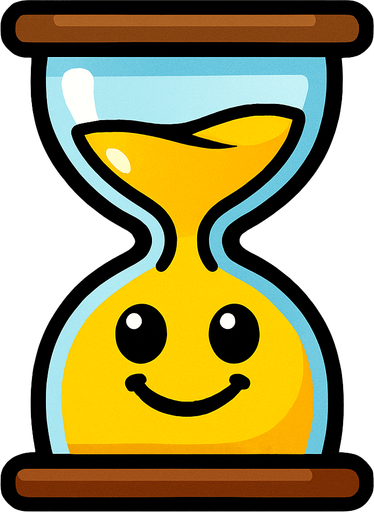 Sand clock smile face.
In-Game asset.  2d.  High contrast.  No shadows. Cartoon. Cartoon