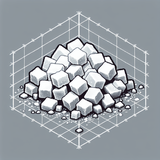 pile of sugar. Single Game Texture. In-Game asset. 2d. Blank background. High contrast. No shadows.