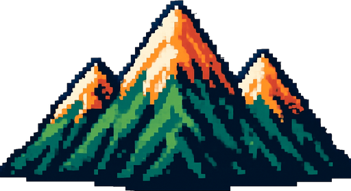 Generame una montañas pixelar en fondo blanco.
In-Game asset.  2d.  High contrast.  No shadows