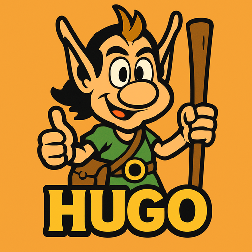 Hugo.
In-Game asset.  2d.  High contrast.  No shadows