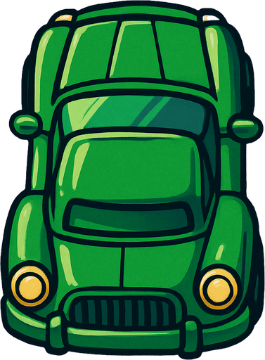 yukarı bakan yeşil araba.
In-Game asset.  2d.  High contrast.  No shadows