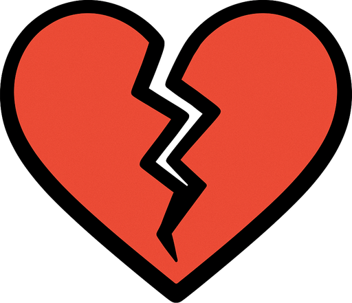 Broken heart with a little shadows.
In-Game asset.  2d.  High contrast.  No shadows