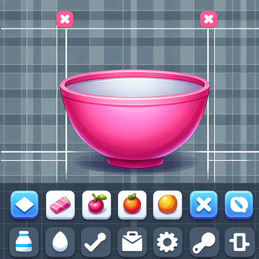 a pink kithen bowl. Single Game Texture. In-Game asset. 2d. Blank background. High contrast. No shadows.
