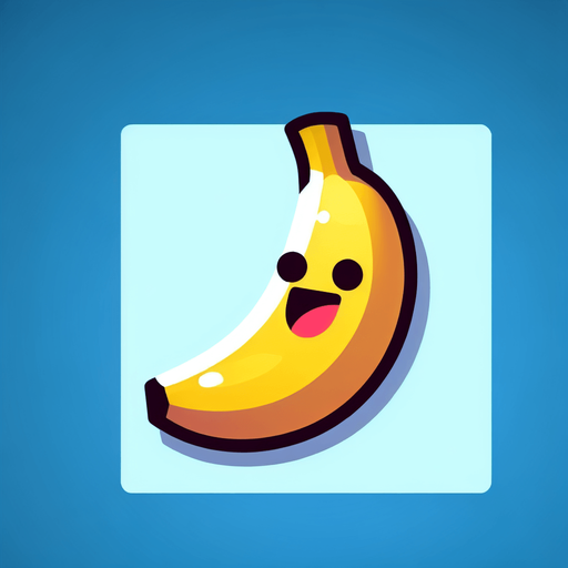 Banana with eye and mouth animation..
Single Game Texture.  In-Game asset.  2d.  Blank background.  High contrast.  No shadows
