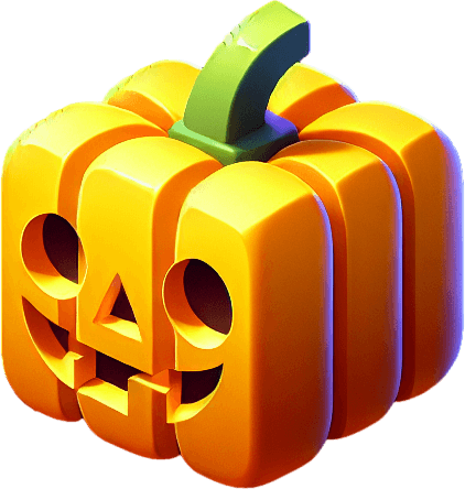 Perfectly square yellow halloween pumpkin. Cartoon style. spookyart style. Simple vector style.