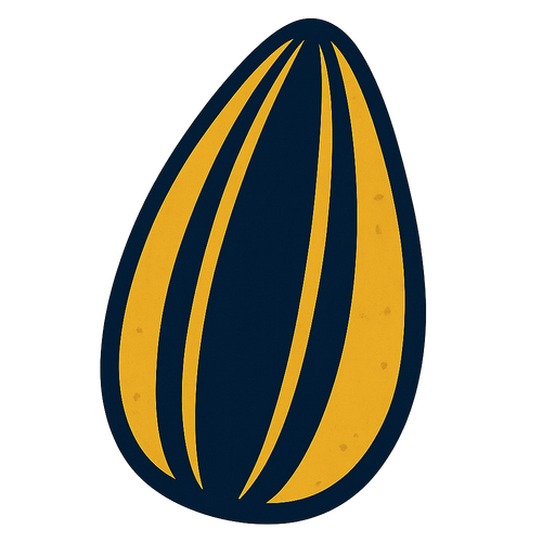 Big sunflower seed.
In-Game asset.  2d.  High contrast.  No shadows