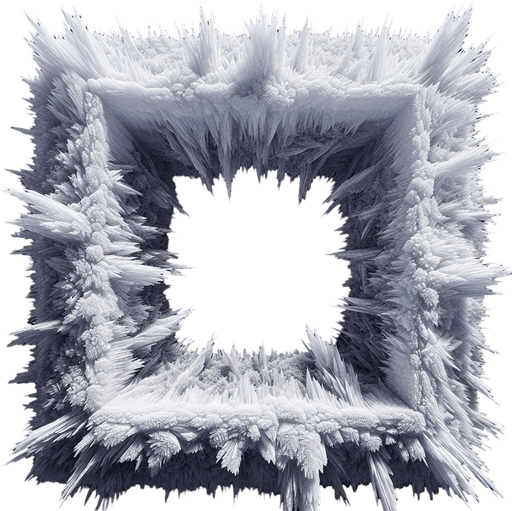 frame made of sharp ice, it fill the complete screen, in the center is black only