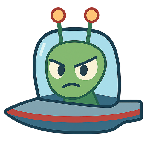 a alien with space ship. No background. Transparent background. Blank background. No shadows. 2d. In-Game asset. flat