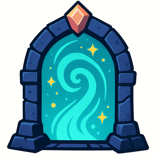 big portal magical door.
In-Game asset.  2d.  High contrast.  No shadows